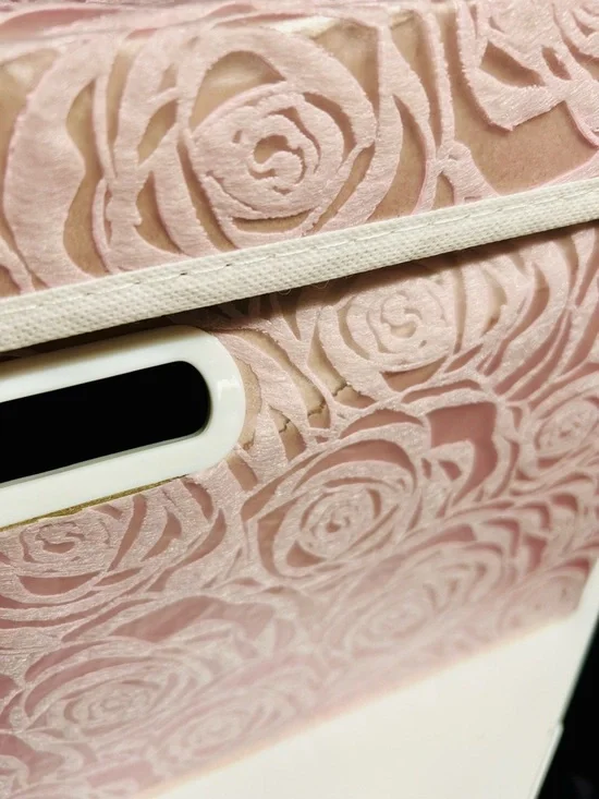 Large Pink Rose Pattern Fabric Storage Box - Picture 3 of 3
